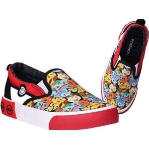 Pokémon Ground Up Slip-On Sneaker Kids Sz 2 Multicolor Canvas Low Top Cushioned
